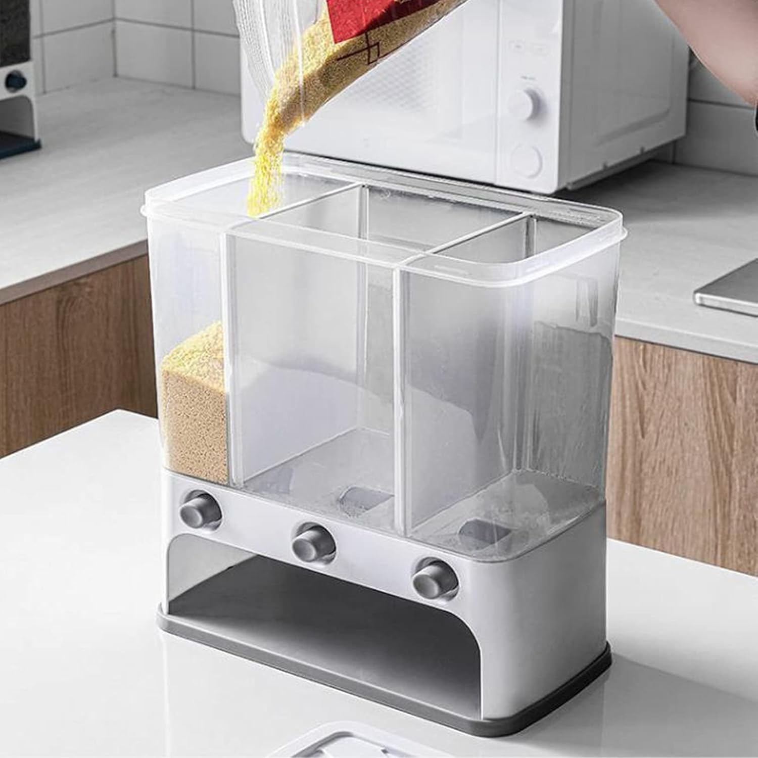 Dispenser for Kitchen 3 in 1 Push Button Wall Mount Container